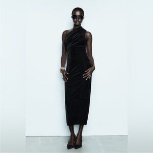 NWT Zara Asymmetrical Velvet Dress